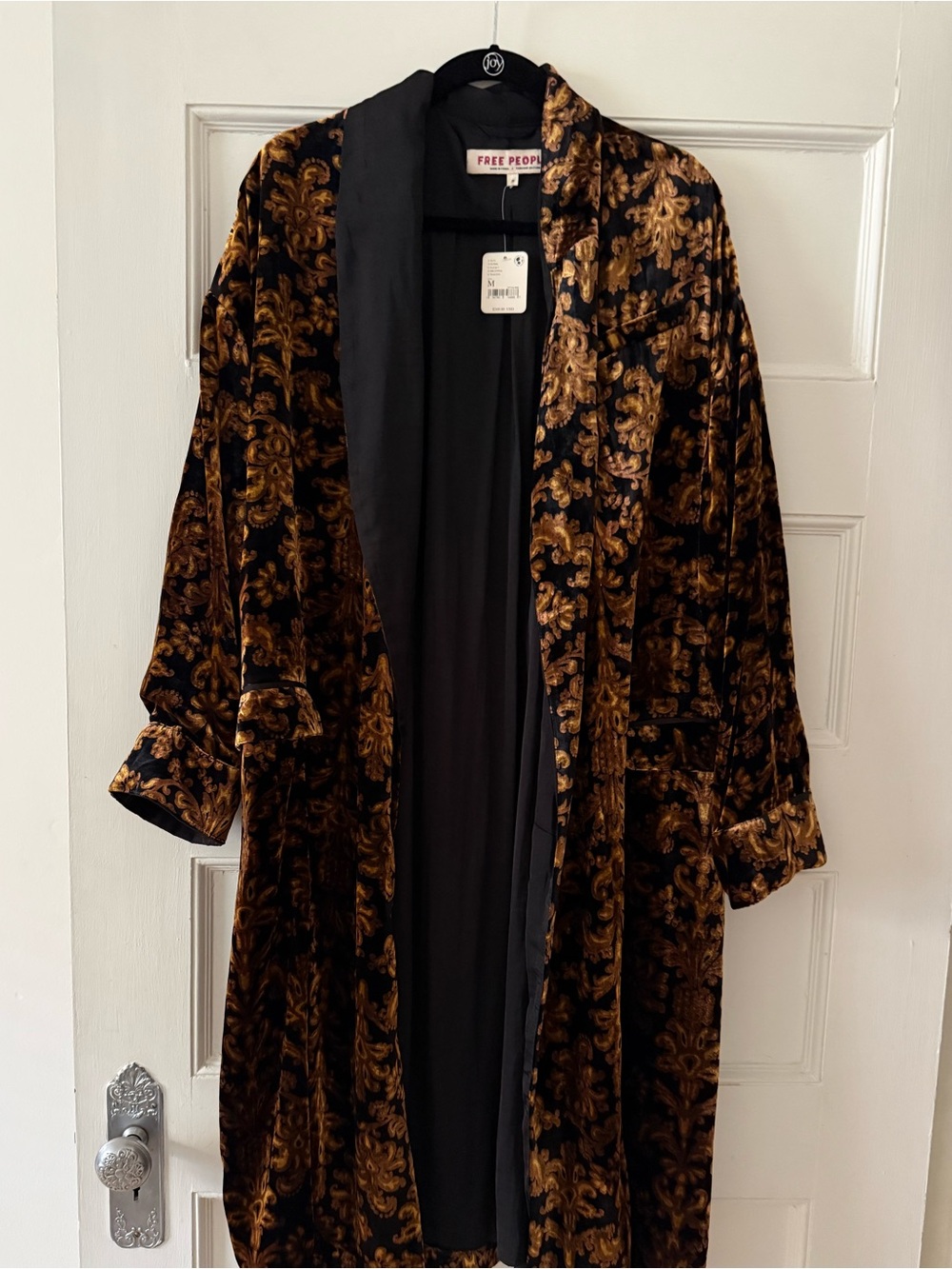 NWT Free People Simone Velvet Duster with Gold Baroque Burnout M